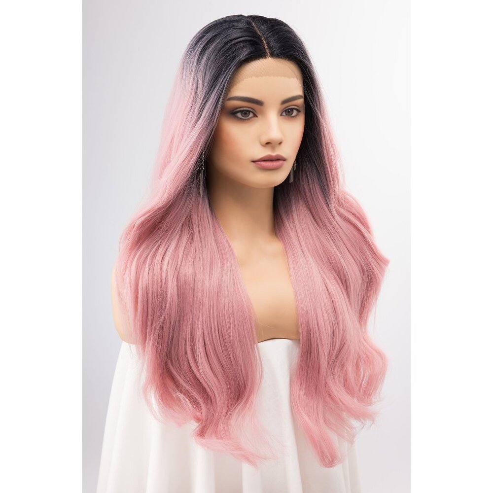 24" Pastel Pink Ombre Lace Front Wavy Wig | Kelly - Picture 11 of 11